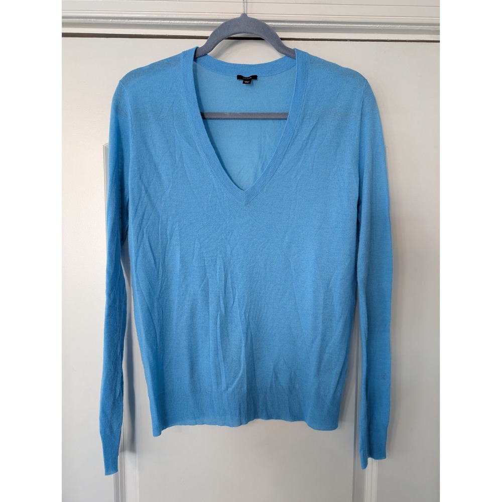 Joseph Womens 100% Cashmere V-Neck‎ Sweater Bright Blue Size Medium luxury